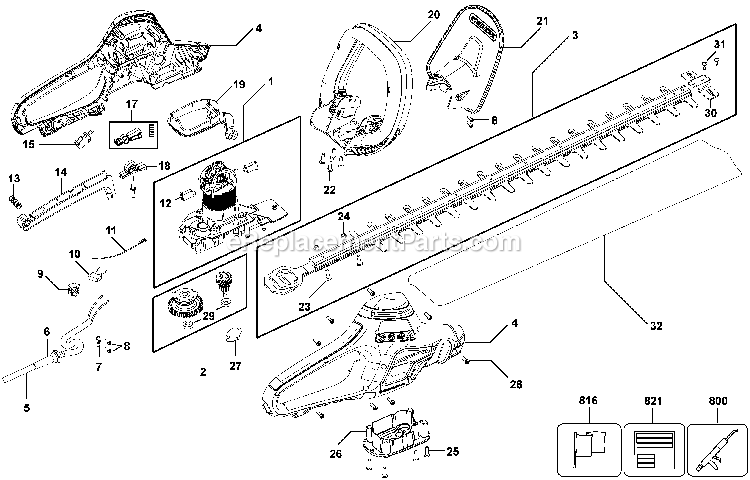 Black and Decker GT5026-AR (Type 1) Hedgetrimmer Power Tool Page A Diagram